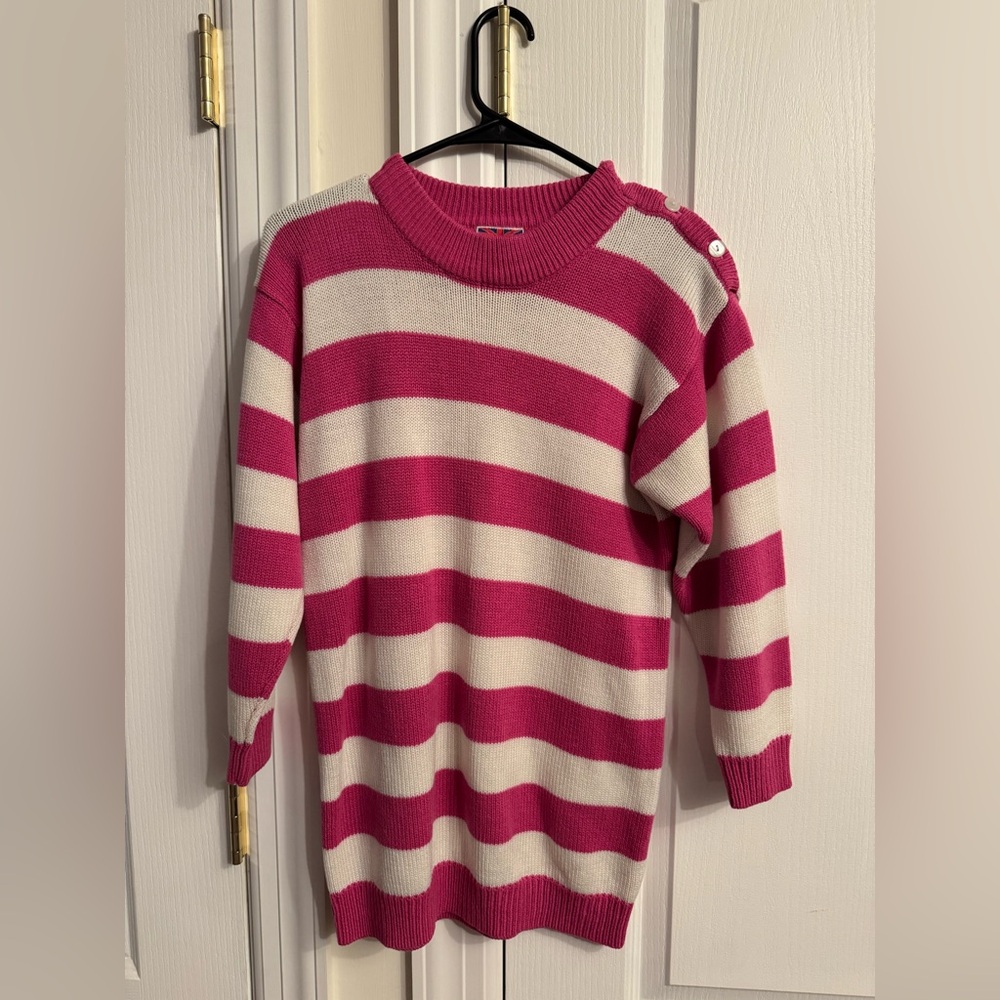 Pink and white vintage striped sweater size M